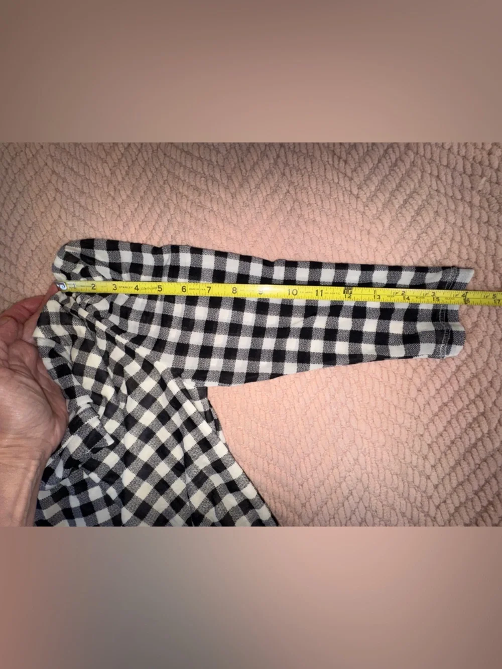 Free People Gather Gingham Puff Sleeve Top Black White XS Sheer Lined